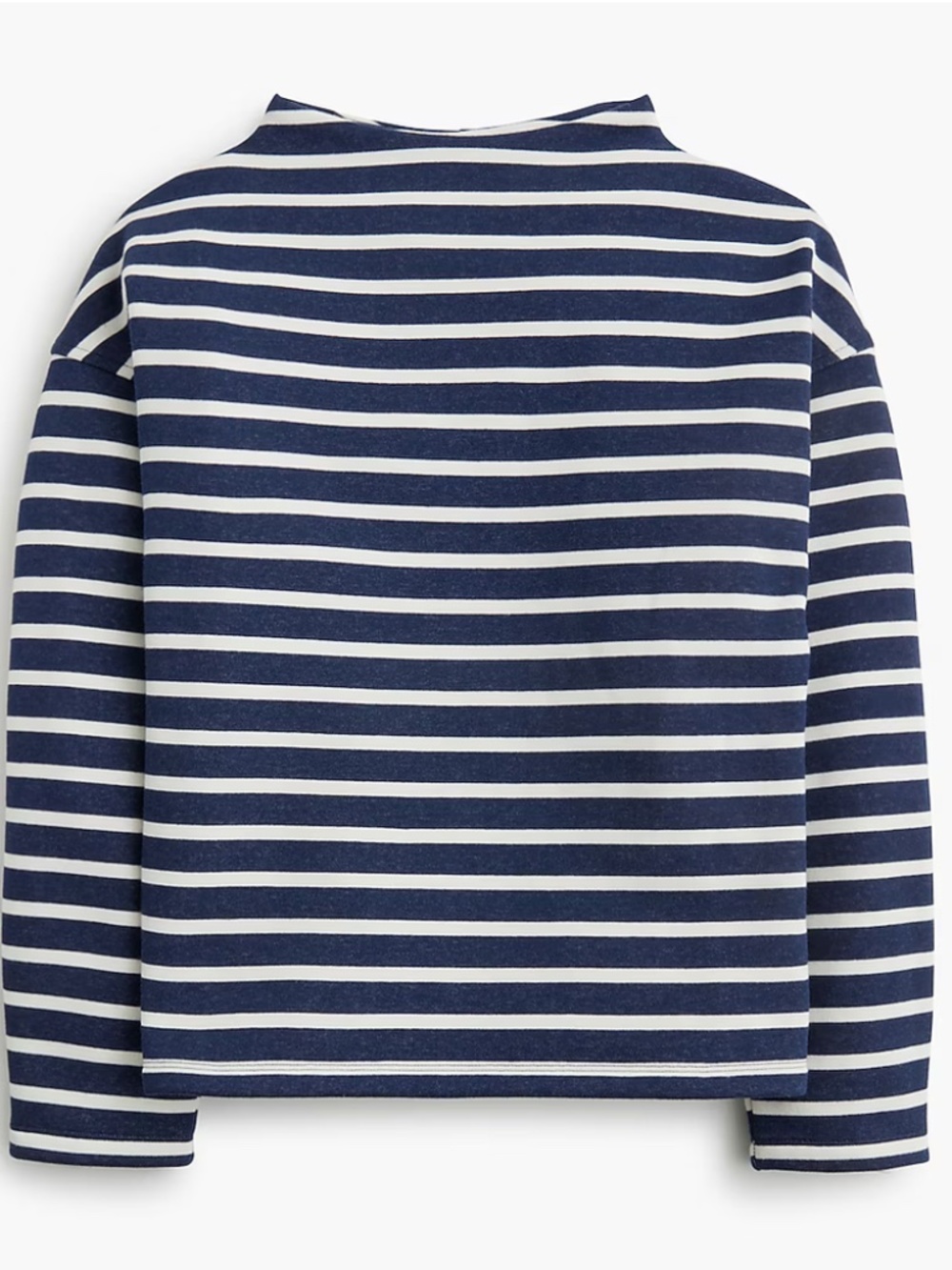 J. Crew Factory  Navy and White Striped fleece mockneck sweatshirt